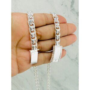 925 Sterling Silver Necklace chino link - Cadena de plata 925 Needle lock 23"